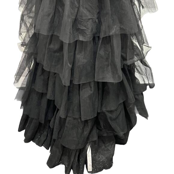 Lulus Rule The Runway Black Mesh Tulle Bustier Tiered Maxi Dress M Formal Party - Picture 10 of 15